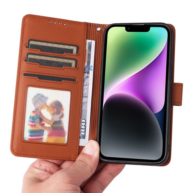 BETOPNICE 005 For iPhone 14 Plus Case Detachable 2-in-1 PU Leather Folio Flip Mobile Phone Shell - Brown