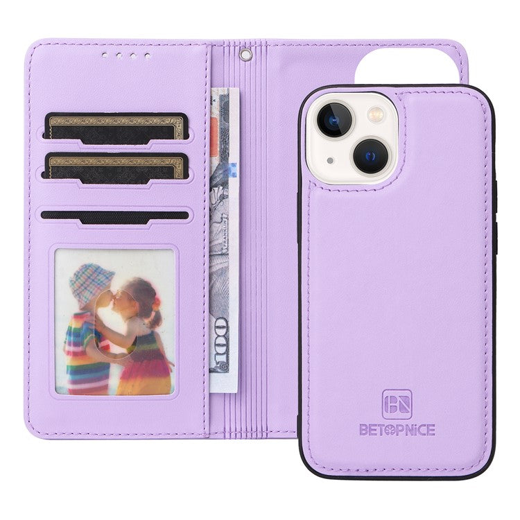 BETOPNICE 005 For iPhone 14 Plus Case Detachable 2-in-1 PU Leather Folio Flip Mobile Phone Shell - Purple