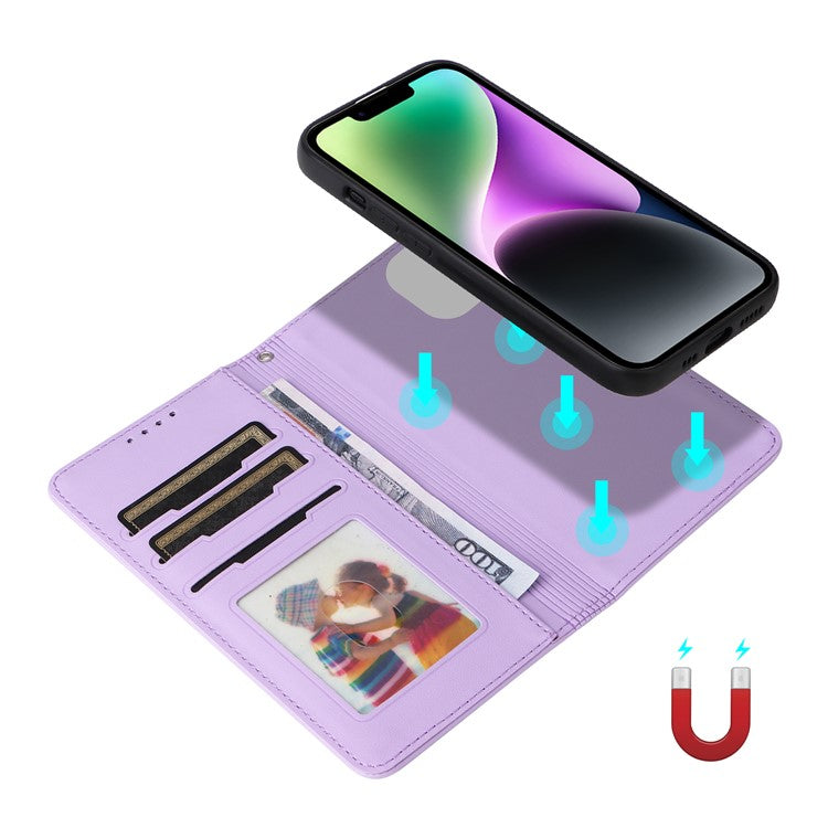 BETOPNICE 005 For iPhone 14 Plus Case Detachable 2-in-1 PU Leather Folio Flip Mobile Phone Shell - Purple