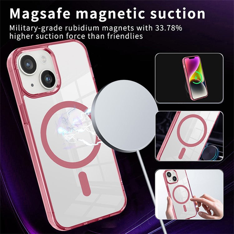 For iPhone 14 Plus Clear Case PC + TPU Phone Cover Compatible with MagSafe - Black