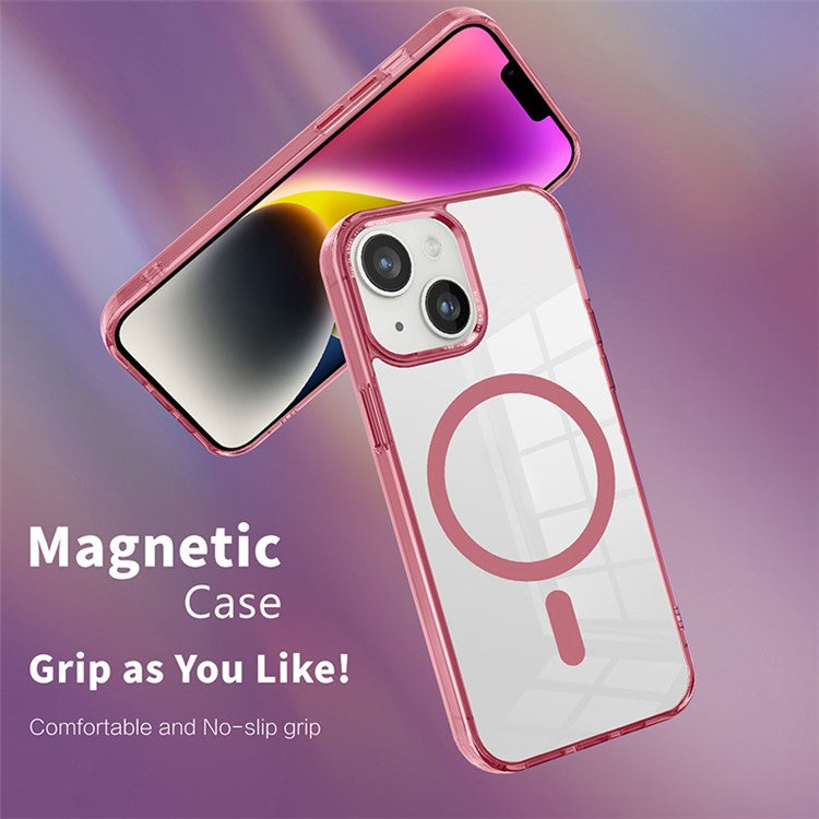 For iPhone 14 Plus Clear Case PC + TPU Phone Cover Compatible with MagSafe - Green