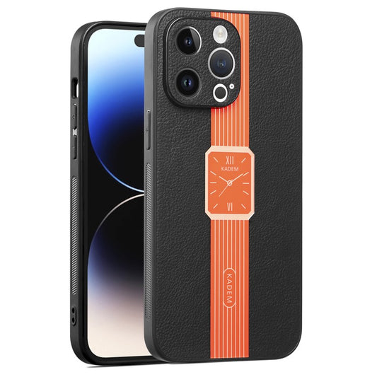 KADEM For iPhone 14 Pro Electroplating Case PU+TPU+Acrylic Shockproof Phone Protector - Orange