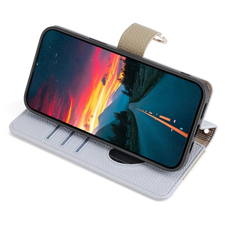For Motorola Edge 40 Neo 5G Case PU Leather Makeup Mirror Cover with Crossbody Strap - Blue