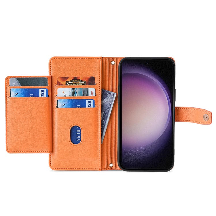 For Samsung Galaxy A05 4G Case Multiple Card Slots Wallet Phone Cover with 2 Straps - Orange
