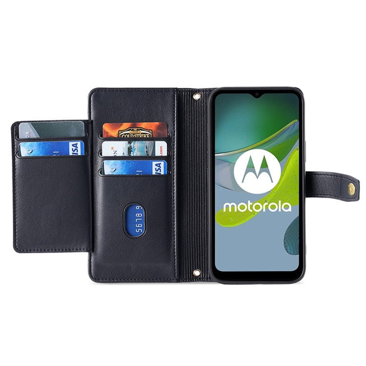 For Motorola Edge 40 Neo 5G Case Wallet Crossbody Phone Bag with 2 Straps - Black