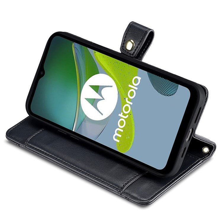 For Motorola Edge 40 Neo 5G Case Wallet Crossbody Phone Bag with 2 Straps - Black