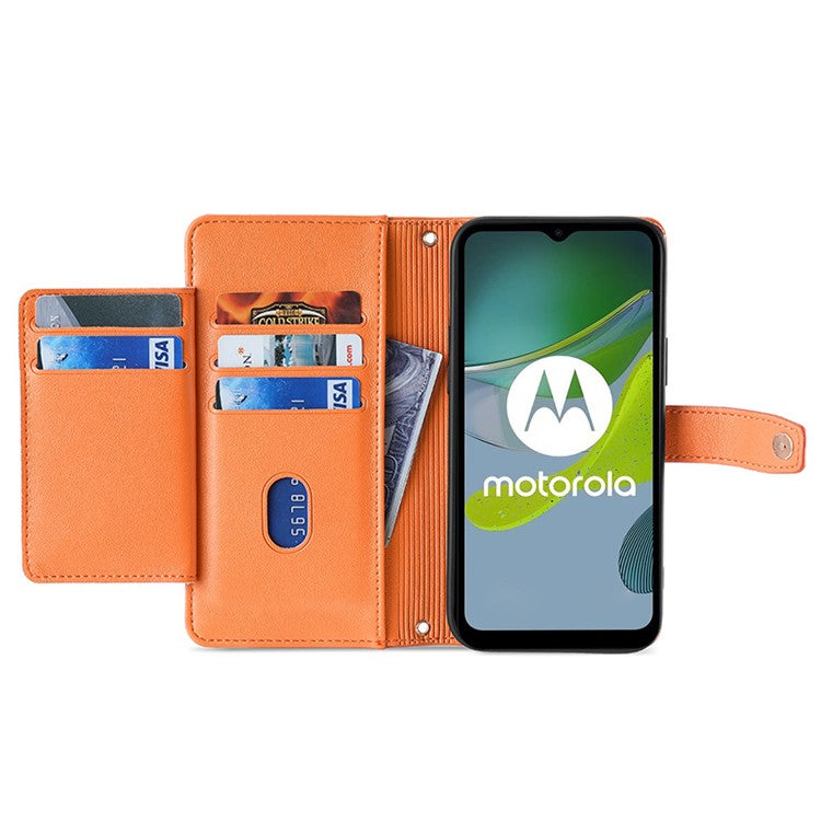 For Motorola Edge 40 Neo 5G Case Wallet Crossbody Phone Bag with 2 Straps - Orange