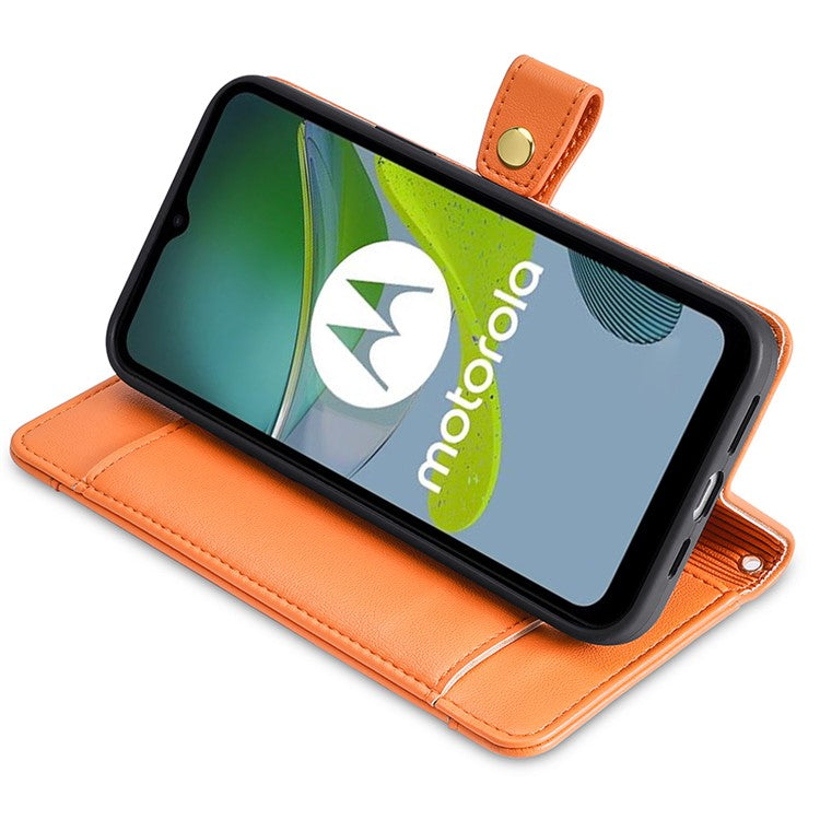 For Motorola Edge 40 Neo 5G Case Wallet Crossbody Phone Bag with 2 Straps - Orange