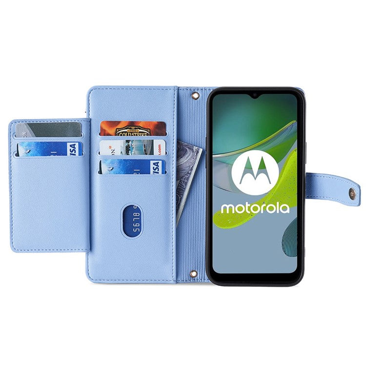 For Motorola Edge 40 Neo 5G Case Wallet Crossbody Phone Bag with 2 Straps - Blue