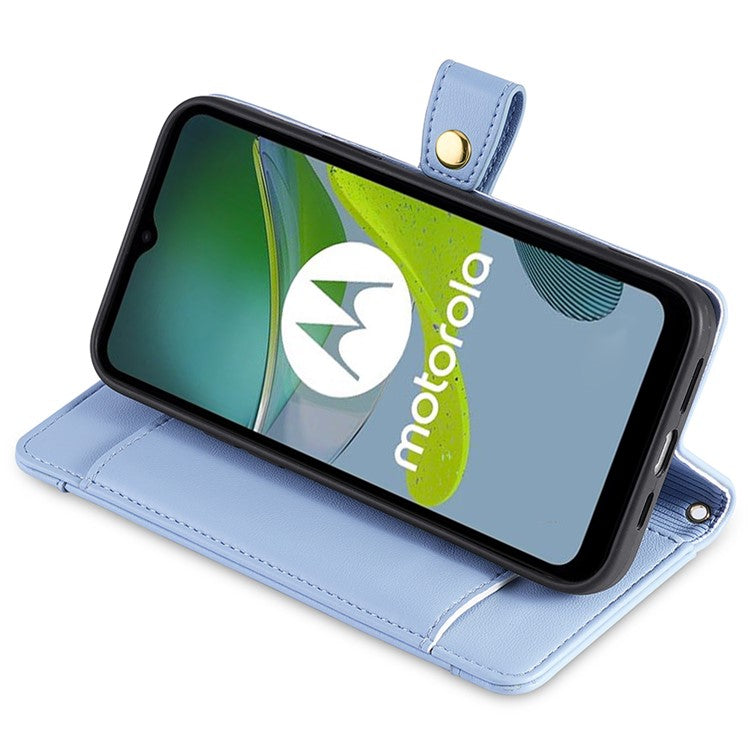 For Motorola Edge 40 Neo 5G Case Wallet Crossbody Phone Bag with 2 Straps - Blue