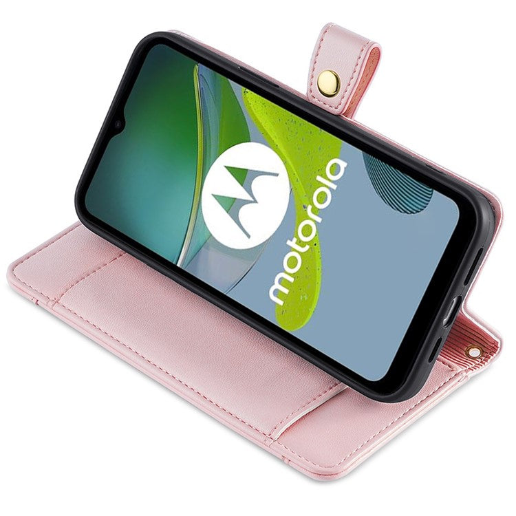 For Motorola Edge 40 Neo 5G Case Wallet Crossbody Phone Bag with 2 Straps - Pink