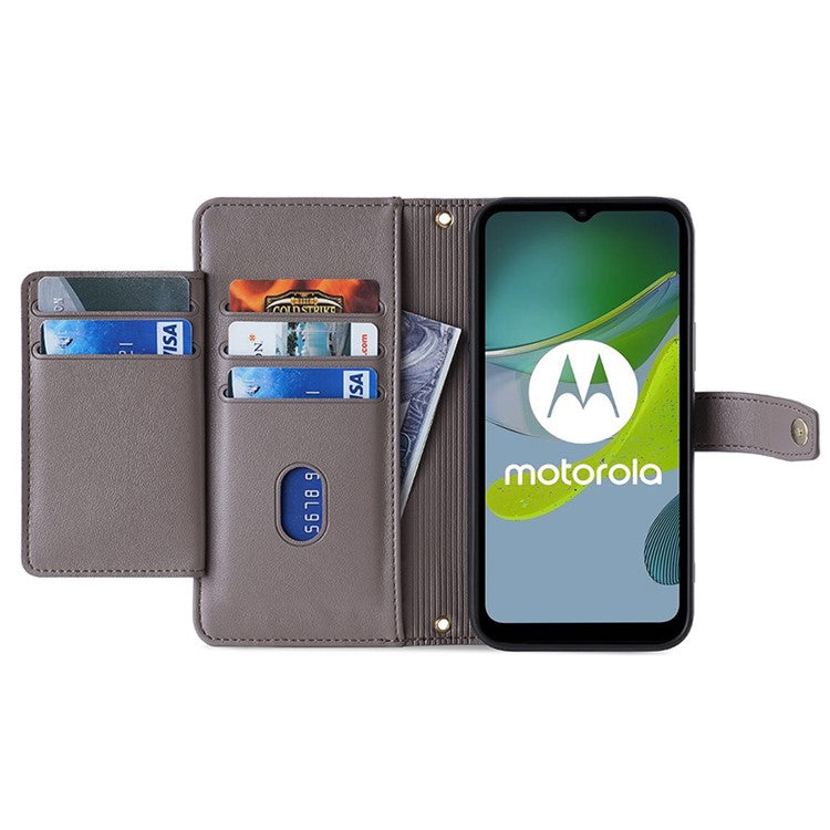 For Motorola Edge 40 Neo 5G Case Wallet Crossbody Phone Bag with 2 Straps - Grey