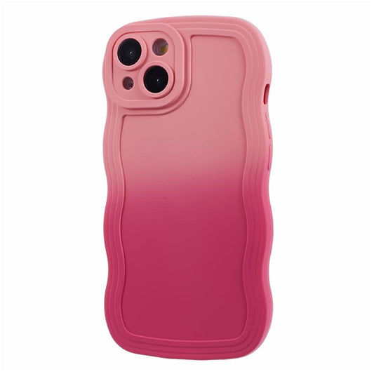 JTW Series for iPhone 14 Case Rubberized TPU Cover with Wavy Edge - Pink+Rose