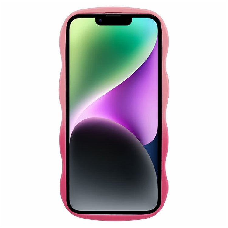 JTW Series for iPhone 14 Case Rubberized TPU Cover with Wavy Edge - Pink+Rose
