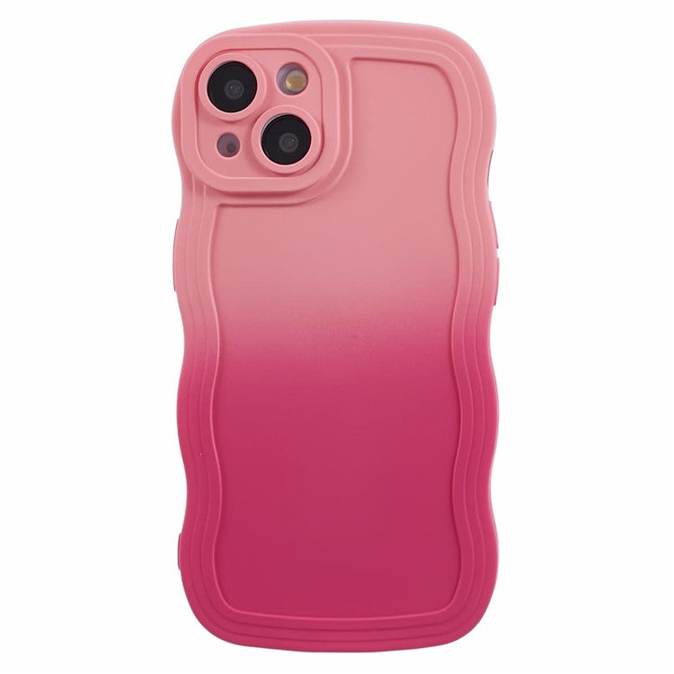 JTW Series for iPhone 14 Case Rubberized TPU Cover with Wavy Edge - Pink+Rose