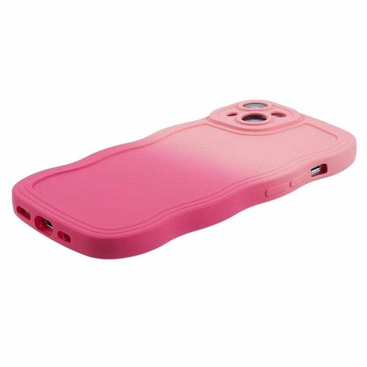 JTW Series for iPhone 14 Case Rubberized TPU Cover with Wavy Edge - Pink+Rose