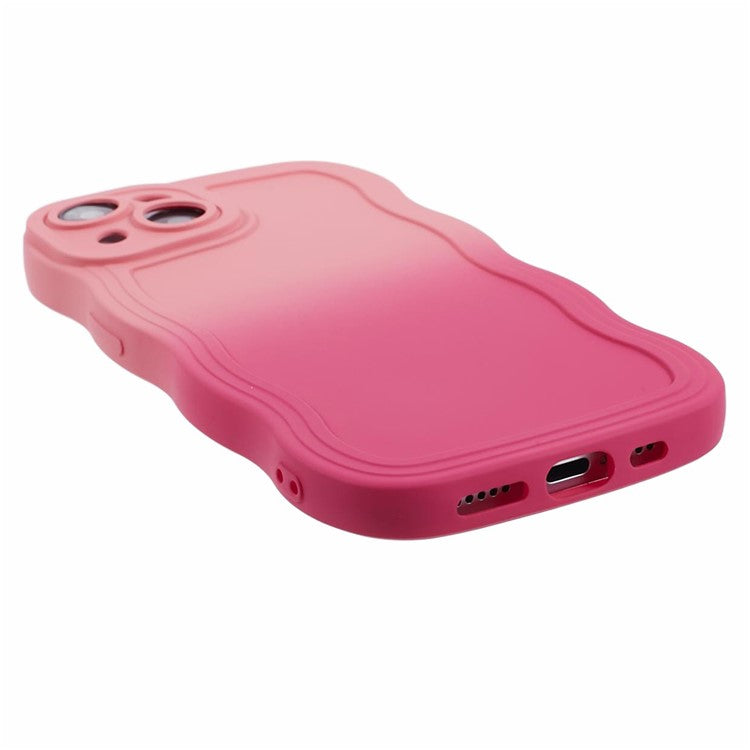 JTW Series for iPhone 14 Case Rubberized TPU Cover with Wavy Edge - Pink+Rose