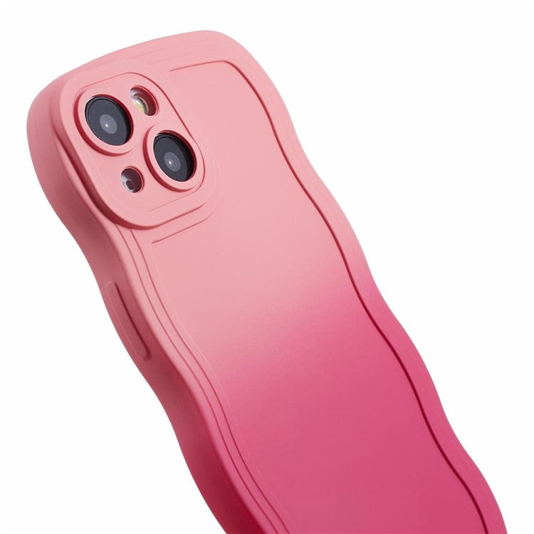 JTW Series for iPhone 14 Case Rubberized TPU Cover with Wavy Edge - Pink+Rose