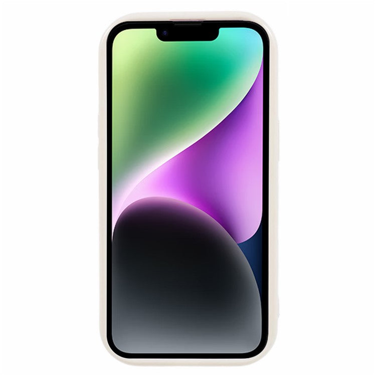 HYT Series For iPhone 14 Case Candy Color TPU Phone Cover with Lens Frame (Precise Cutout) - White