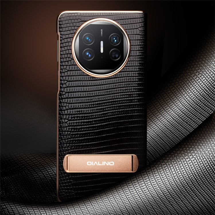 QIALINO For Huawei Mate X5 Case Genuine Lizard Leather View Window Kickstand Phone Cover