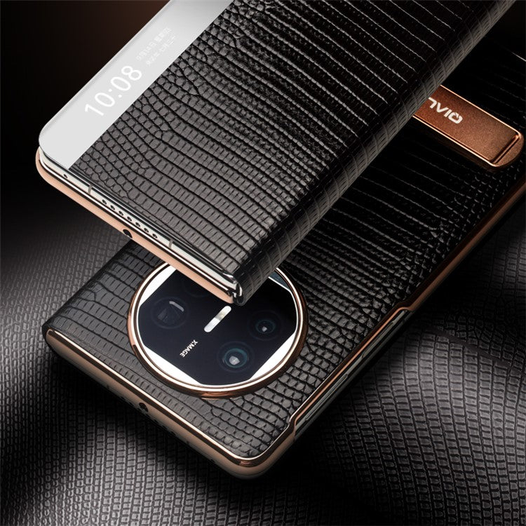 QIALINO For Huawei Mate X5 Case Genuine Lizard Leather View Window Kickstand Phone Cover