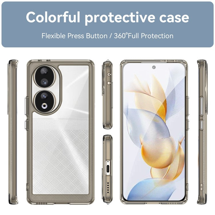 For Honor 80 5G Case TPU + Acrylic Drop-proof Smart Phone Back Cover - Transparent Grey