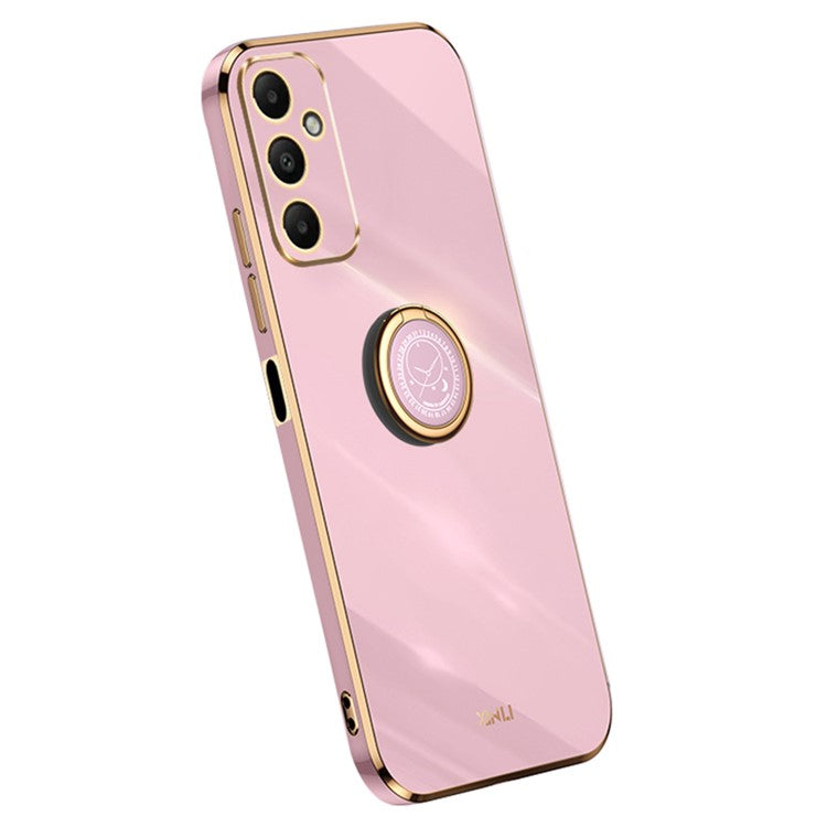 XINLI For Samsung Galaxy A05s 4G Case Electroplated TPU Anti-drop Kickstand Phone Cover - Purple