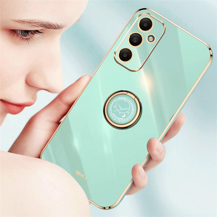XINLI For Samsung Galaxy A05s 4G Case Electroplated TPU Anti-drop Kickstand Phone Cover - Purple