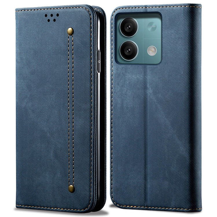 For Xiaomi Redmi Note 13 5G Case Anti-scratch PU Leather Flip Stand Phone Shell - Blue