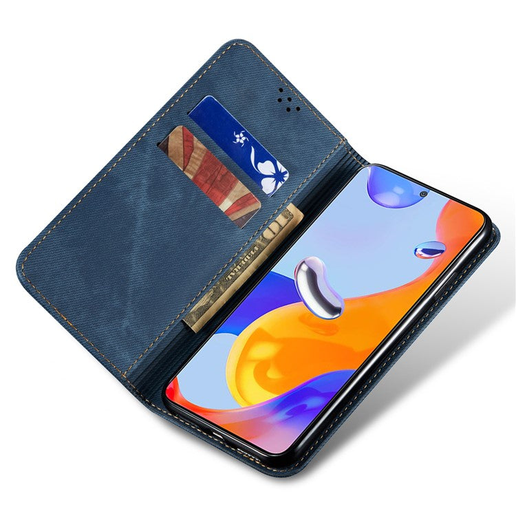 For Xiaomi Redmi Note 13 5G Case Anti-scratch PU Leather Flip Stand Phone Shell - Blue