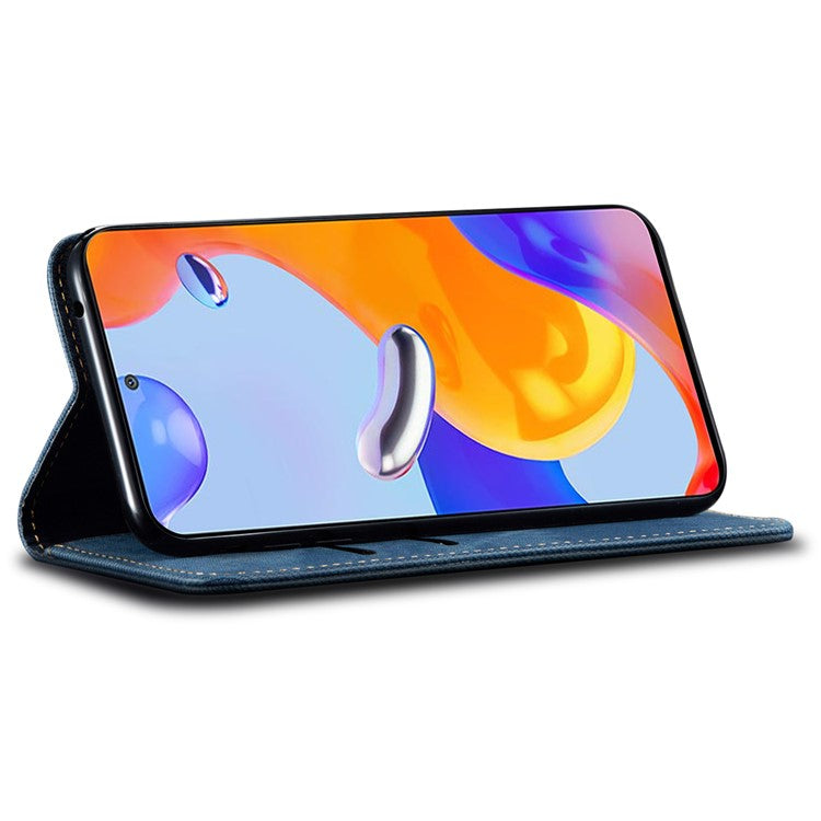 For Xiaomi Redmi Note 13 5G Case Anti-scratch PU Leather Flip Stand Phone Shell - Blue