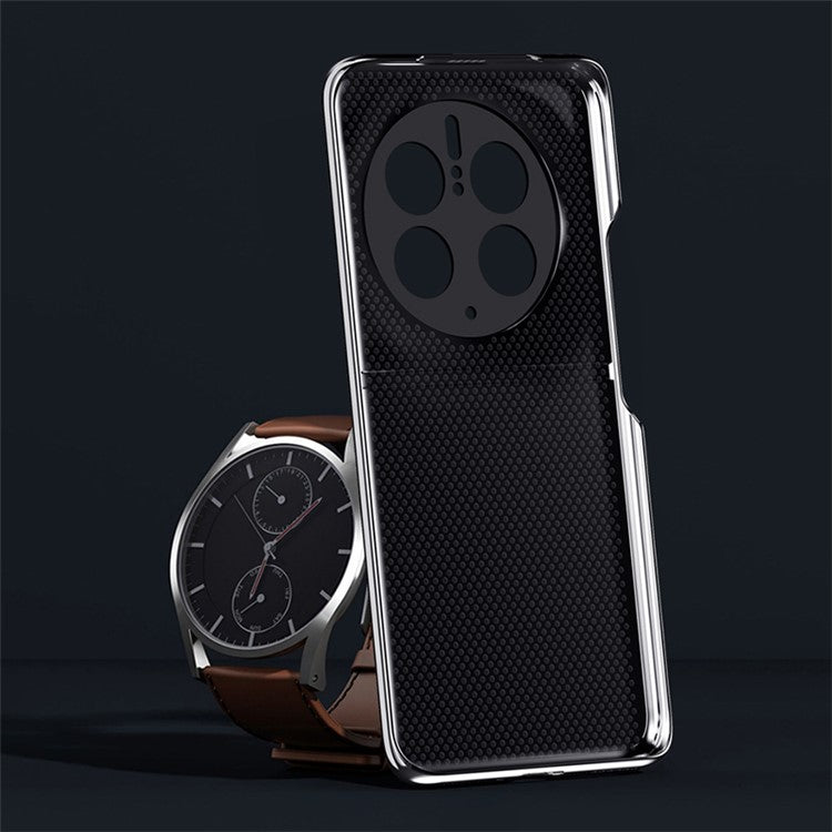 For Huawei Mate 50 Pro 4G Case Back Shell PU Leather Coated Hard PC Phone Cover - Orange