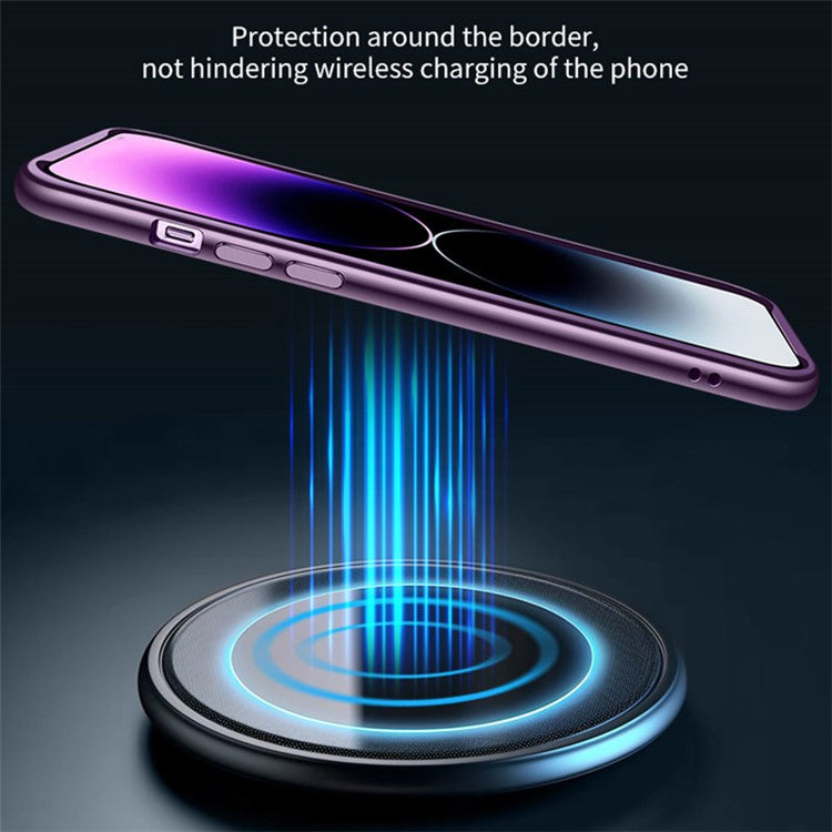 VOERO Anti-Drop Phone Cover for iPhone 14 Slim Case Hard PC Phone Shell with PC Lens Film - White