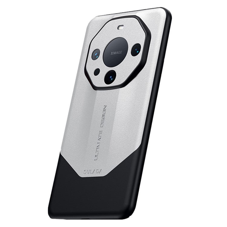SULADA For Huawei Mate 60 Pro Case PC Coated with PU Leather Anti-fall Cell Phone Shell - White