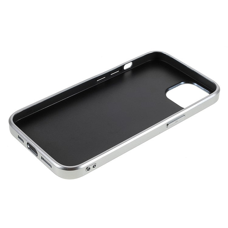 For iPhone 14 Plus Case Electroplating Frame Glitter Sequins Phone Cover - Silver