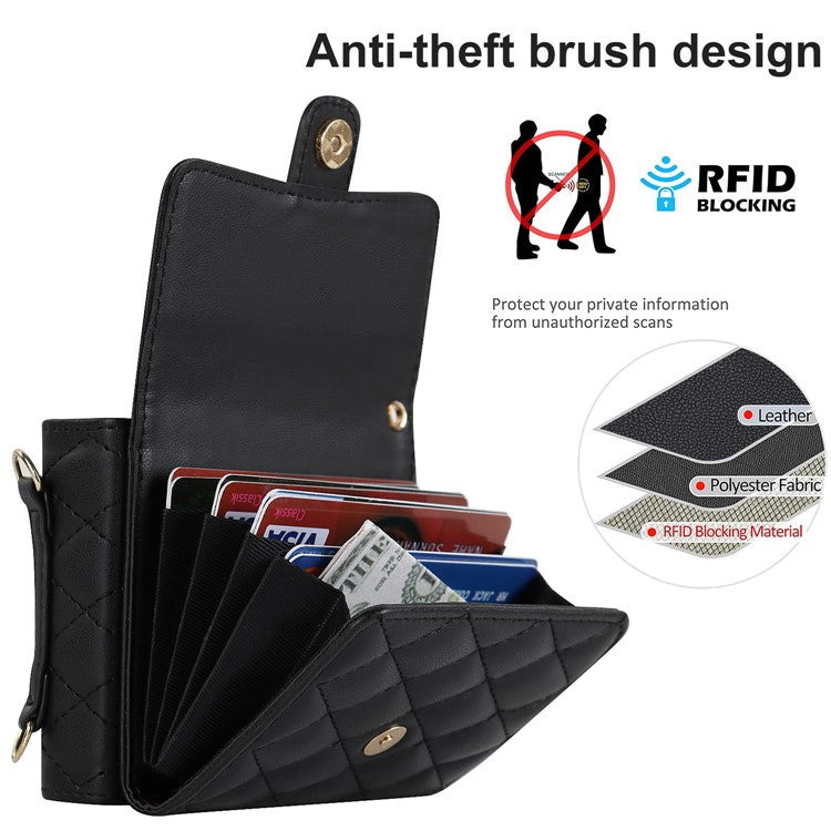 For Motorola Razr 40 Ultra 5G Card Slots Case PU Leather+PC Crossbody Phone Cover - Black