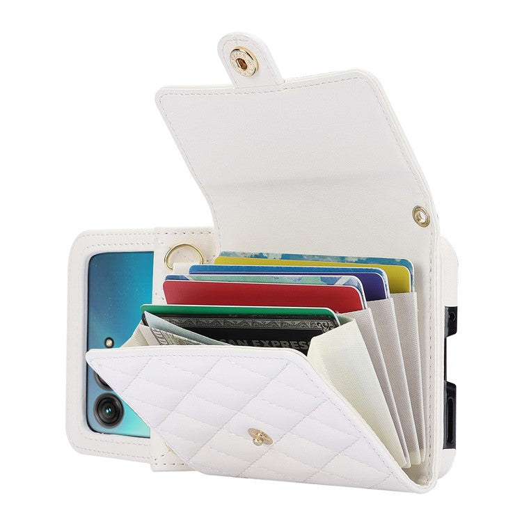 For Motorola Razr 40 Ultra 5G Card Slots Case PU Leather+PC Crossbody Phone Cover - White