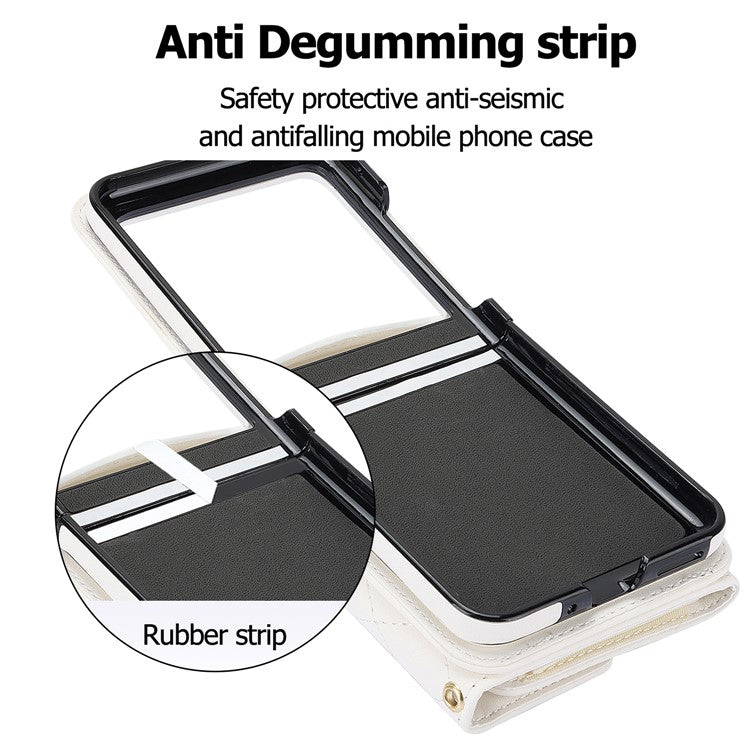 For Motorola Razr 40 Ultra 5G Card Slots Case PU Leather+PC Crossbody Phone Cover - White