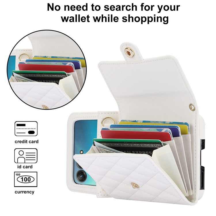 For Motorola Razr 40 Ultra 5G Card Slots Case PU Leather+PC Crossbody Phone Cover - White