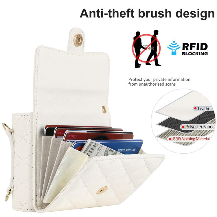 For Motorola Razr 40 Ultra 5G Card Slots Case PU Leather+PC Crossbody Phone Cover - White