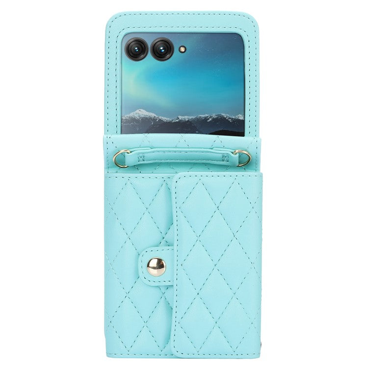 For Motorola Razr 40 Ultra 5G Card Slots Case PU Leather+PC Crossbody Phone Cover - Blue