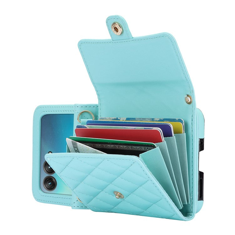 For Motorola Razr 40 Ultra 5G Card Slots Case PU Leather+PC Crossbody Phone Cover - Blue