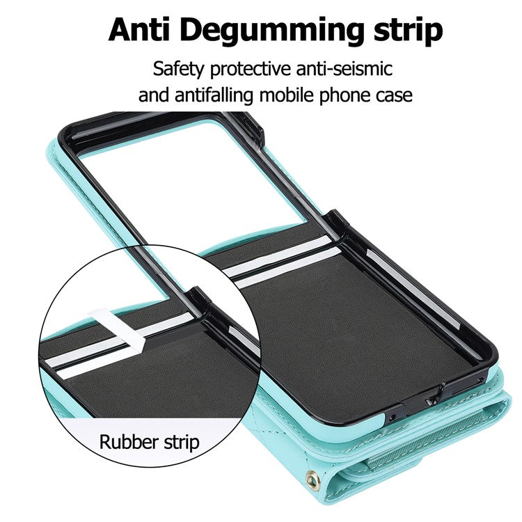For Motorola Razr 40 Ultra 5G Card Slots Case PU Leather+PC Crossbody Phone Cover - Blue