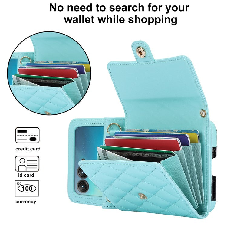 For Motorola Razr 40 Ultra 5G Card Slots Case PU Leather+PC Crossbody Phone Cover - Blue