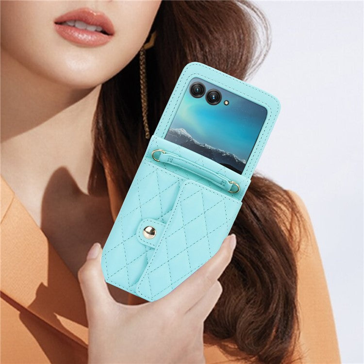 For Motorola Razr 40 Ultra 5G Card Slots Case PU Leather+PC Crossbody Phone Cover - Blue