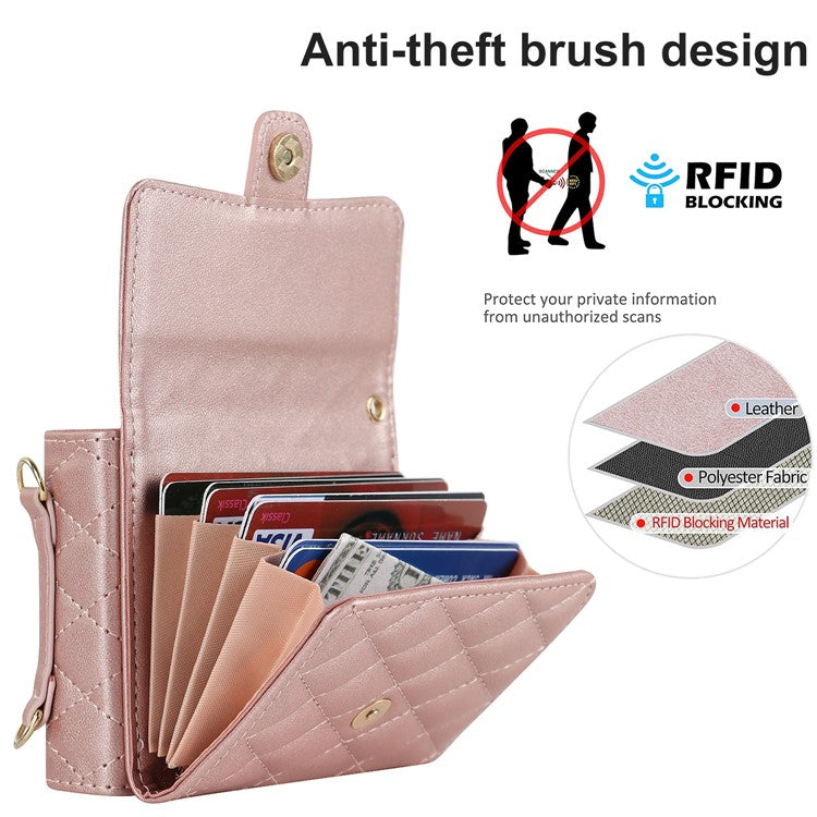 For Motorola Razr 40 Ultra 5G Card Slots Case PU Leather+PC Crossbody Phone Cover - Rose Gold