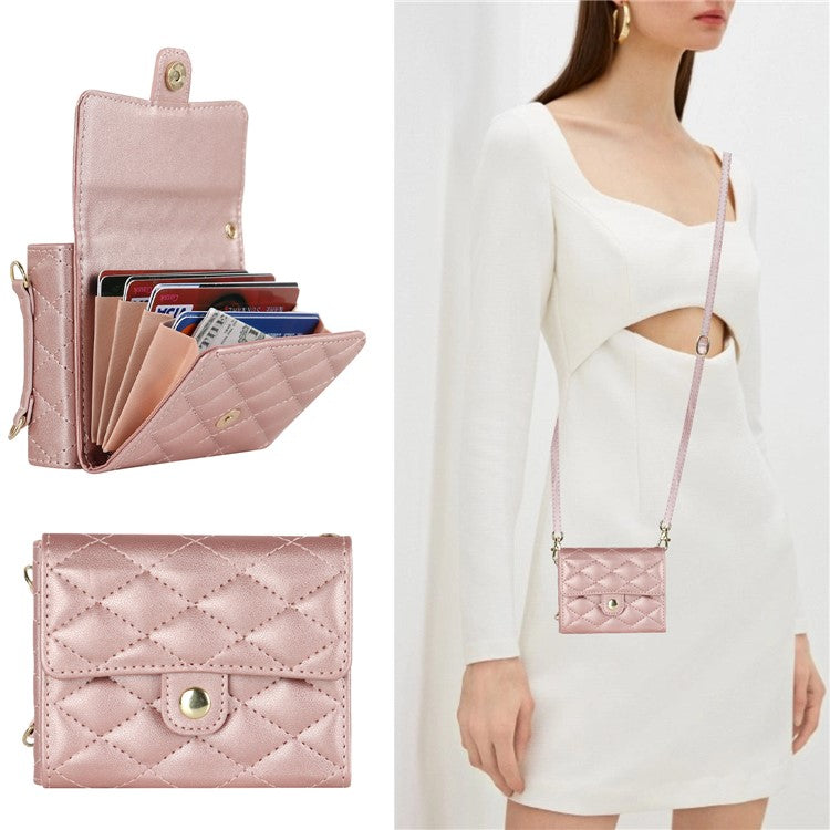 For Motorola Razr 40 Ultra 5G Card Slots Case PU Leather+PC Crossbody Phone Cover - Rose Gold