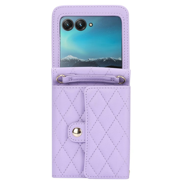 For Motorola Razr 40 Ultra 5G Card Slots Case PU Leather+PC Crossbody Phone Cover - Purple