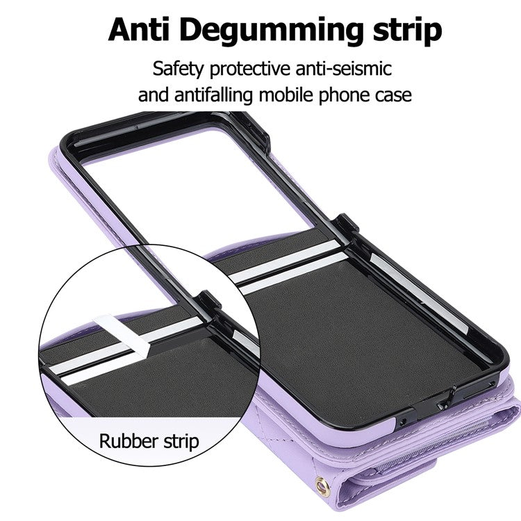 For Motorola Razr 40 Ultra 5G Card Slots Case PU Leather+PC Crossbody Phone Cover - Purple