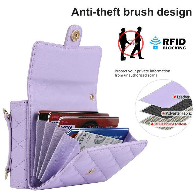 For Motorola Razr 40 Ultra 5G Card Slots Case PU Leather+PC Crossbody Phone Cover - Purple